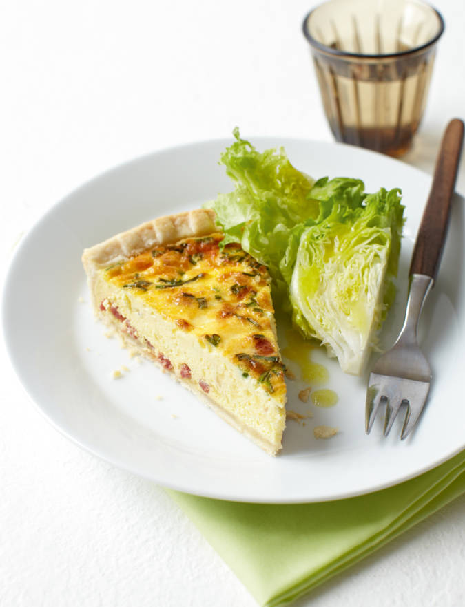Bacon, cheese and chive quiche Sainsbury's Magazine